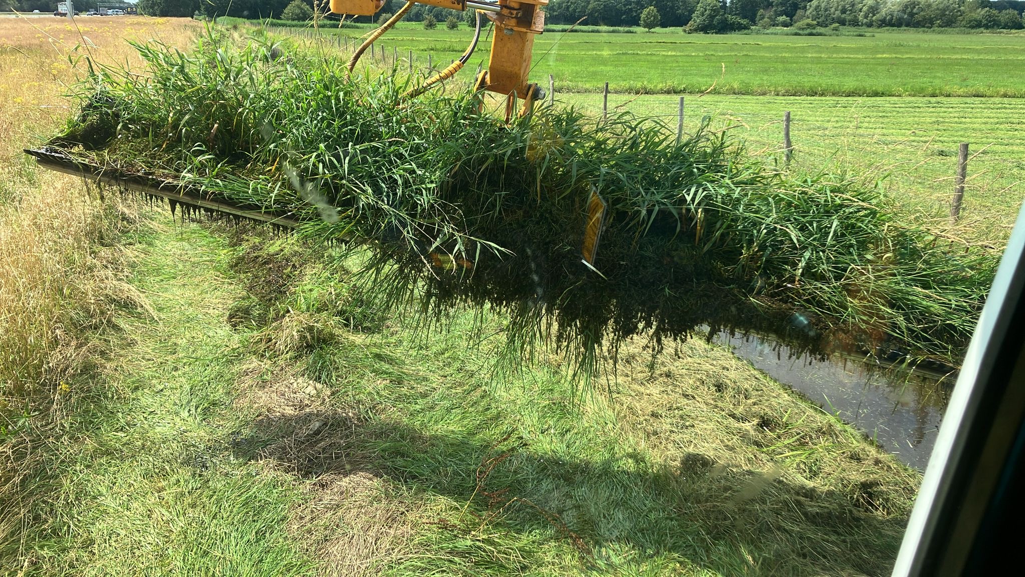 Maaiarm met gras erin
