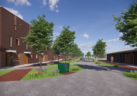Heuvelstraat in Silvolde, zoals het gaat worden. nieuwe huizen, nieuwe straat met veel groen..